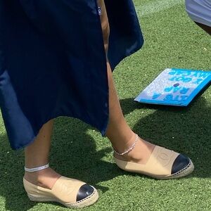 CHANEL Beige Espadrilles with Black Cap Toe